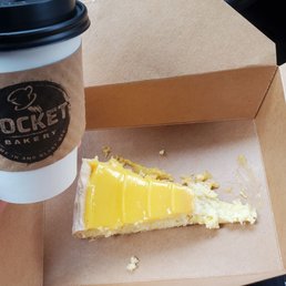 Latte and a lemon tart Latte and a lemon tart