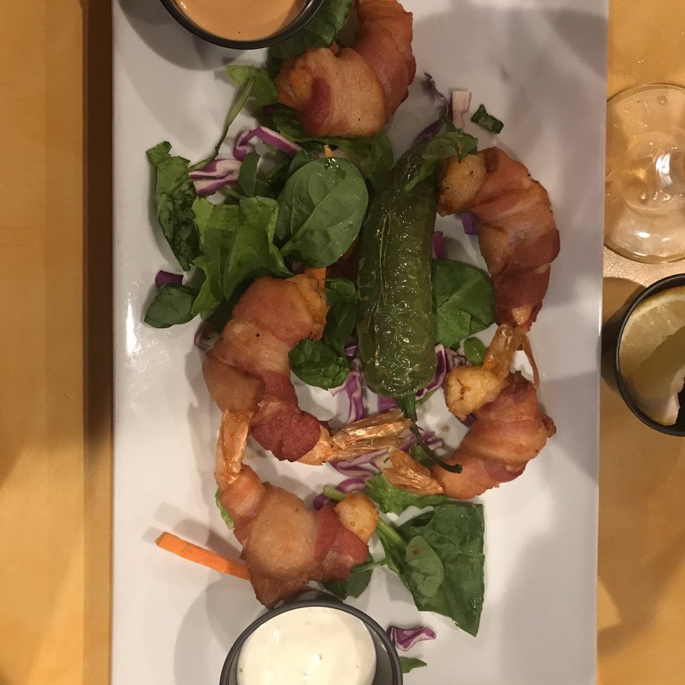 Milpa Kitchen Restaurant - The bacon wrapped shrimp.  Basic and not much flavor. - Mexican Near Me - Denton, Texas