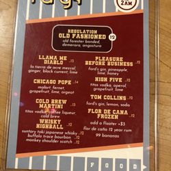 Nunya Neighborhood Bar - Cocktail menu