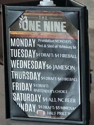 Menu photo 2 The One Nine Cary, NC