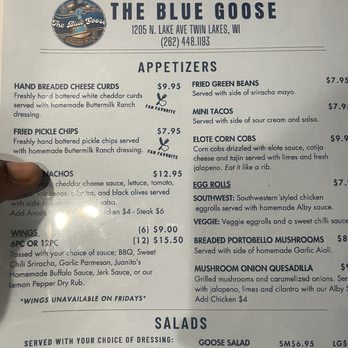 The Blue Goose - Lots to choose from - American Near Me - Twin Lakes, Wisconsin