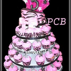 Patty Cake Bakery - Pink zebra cupcake tower