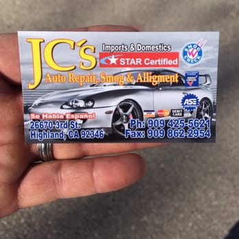JC's Auto Repair - Business card - Auto Repair Near Me - Highland, California JC's Auto Repair - Business card - Auto Repair Near Me - Highland, California