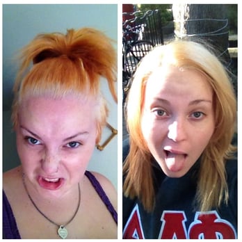 Luci's - Before (on the left), after (on the right). My hair is even, soft and exactly what I wanted! - Hair Salons Near Me - Davis, California Luci's - Before (on the left), after (on the right). My hair is even, soft and exactly what I wanted! - Hair Salons Near Me - Davis, California