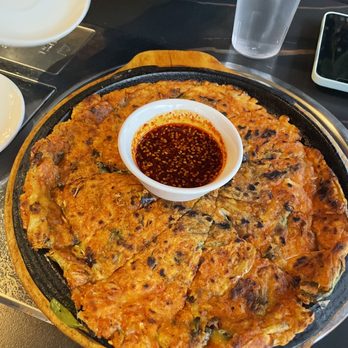 Seoul - Boston - Korean Scallion Pancake with Kimchi - Korean Near Me - Boston, Massachusetts Seoul - Boston - Korean Scallion Pancake with Kimchi - Korean Near Me - Boston, Massachusetts