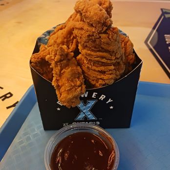 Brewery X - Up close Chicken Tendies & BBQ Sauce - Bars Near Me - Ontario, California