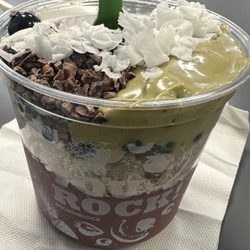South Block - Warrior Bowl with customize toppings - granola, blueberry, Pistachios Butter, Shredded coconut, cacao nibs.