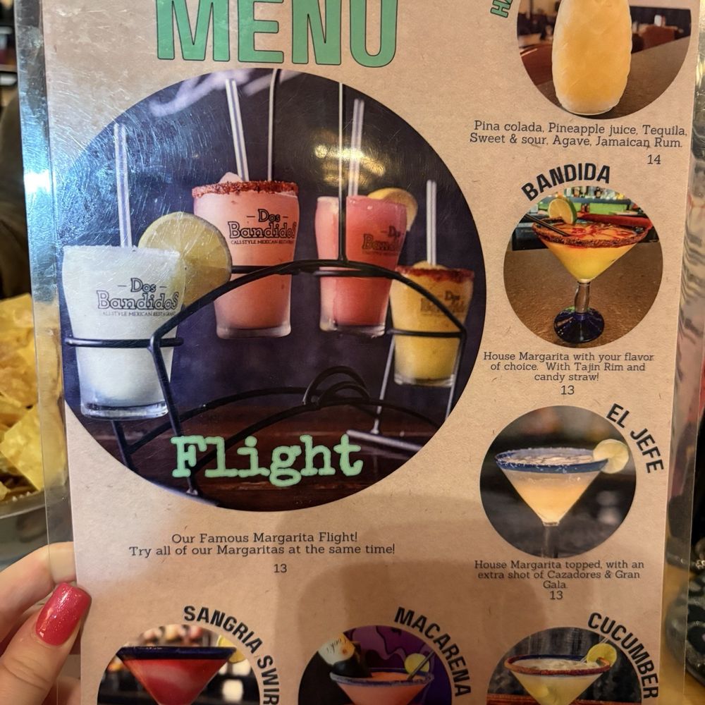 Dos Bandidos - Fun drinks options. Look at that flight! - Mexican Near Me - Broken Arrow, Oklahoma Dos Bandidos - Fun drinks options. Look at that flight! - Mexican Near Me - Broken Arrow, Oklahoma
