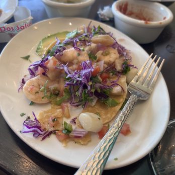 Dos Salsas - Shrimp, Fish, or Ceviche Tostada* - Tex-Mex Near Me - Austin, Texas Dos Salsas - Shrimp, Fish, or Ceviche Tostada* - Tex-Mex Near Me - Austin, Texas