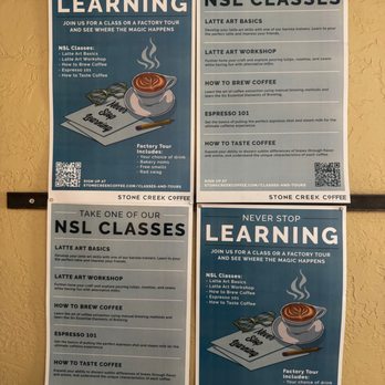 Stone Creek Factory Cafe - NSL Never Stop Learning Classes - Coffee & Tea Near Me - Milwaukee, Wisconsin