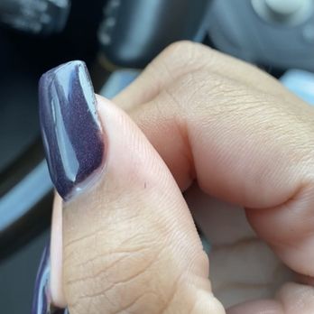 On Cloud Nails - Color was suppose to be black. Get in sunlight and it's PURPLE. Also, look at the application. - Nail Salons Near Me - Humble, Texas On Cloud Nails - Color was suppose to be black. Get in sunlight and it's PURPLE. Also, look at the application. - Nail Salons Near Me - Humble, Texas