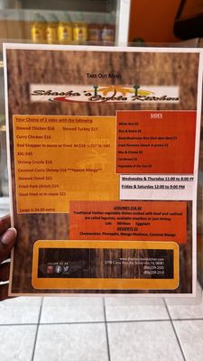 Menu photo 2 Shashas Creole Kitchen Sicklerville, NJ Menu photo 2 Shashas Creole Kitchen Sicklerville, NJ
