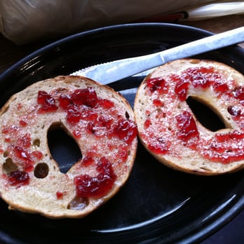 Solly's Bagelry - Toasted cinnamon bagel with butter and jam. - Bagels Near Me - Vancouver, British Columbia Solly's Bagelry - Toasted cinnamon bagel with butter and jam. - Bagels Near Me - Vancouver, British Columbia