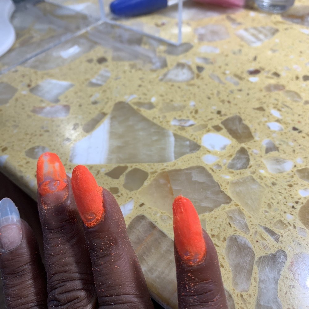 Elite Nails - Tech out dip powder on my nails like she was doing acrylic nails. A mess. - Nail Salons Near Me - Pasadena, California