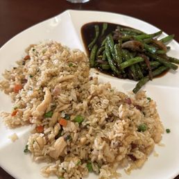 Chicken fried rice with vegetable of the day (green beans) Chicken fried rice with vegetable of the day (green beans)