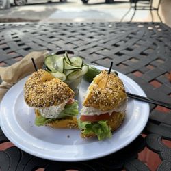 Bagels And A Whole Lot More - Everything toasted and scooped out with tunafish, lettuce, tomato, and onion