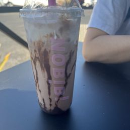 Chocolate milk tea with crystal boba
