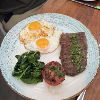 Catch - Steak And Eggs prime 10oz ribeye steak, chimichurri, sautéed spinach and garlic, 2 sunny-side up eggs - Sushi Bars Near Me - West Hollywood, California