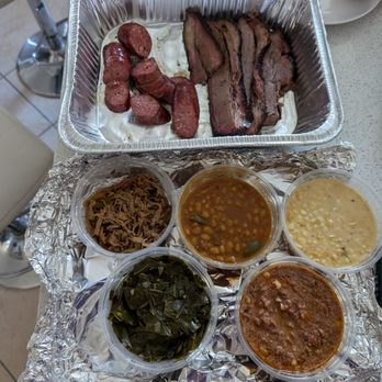 Belly Barbecue - Sausage, Lean Brisket, Brisket Pulled Mushrooms, Magical Beans, Creamy Corn Collard Greens, Brunswick Stew - Barbeque Near Me - Folsom, California