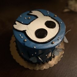 Cake Street Sweets - Custom cake (strawberry cake with cream cheese frosting and strawberry jam). Decorated with "Hollow Knight" theme