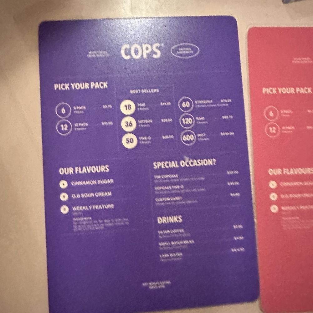 Cops - Menu - Coffee & Tea Near Me - Toronto, Ontario Cops - Menu - Coffee & Tea Near Me - Toronto, Ontario