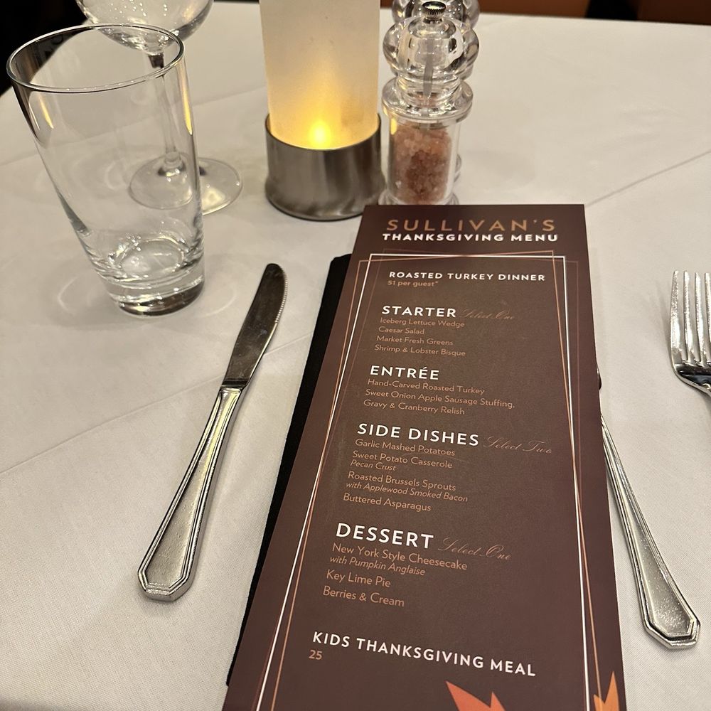 Sullivan's Steakhouse - Turkey day menu. - Steakhouses Near Me - Tucson, Arizona Sullivan's Steakhouse - Turkey day menu. - Steakhouses Near Me - Tucson, Arizona