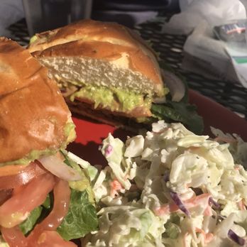 Coffee X Change - Spicy Guacamole black bean Burger on pretzel bun coffee exchange w very good cole slaw too #allfresh - Coffee & Tea Near Me - Tucson, Arizona Coffee X Change - Spicy Guacamole black bean Burger on pretzel bun coffee exchange w very good cole slaw too #allfresh - Coffee & Tea Near Me - Tucson, Arizona