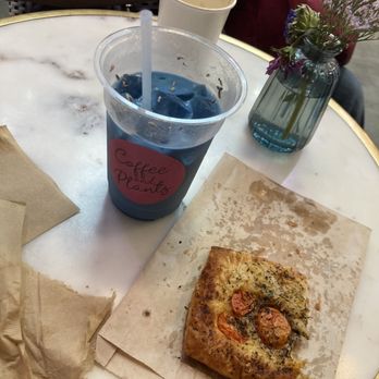 Coffee and Plants - Blue lavender Latte & Savory Tomato, Mozzarella, Basil Flat Puff (V) - Coffee & Tea Near Me - Pasadena, California Coffee and Plants - Blue lavender Latte & Savory Tomato, Mozzarella, Basil Flat Puff (V) - Coffee & Tea Near Me - Pasadena, California