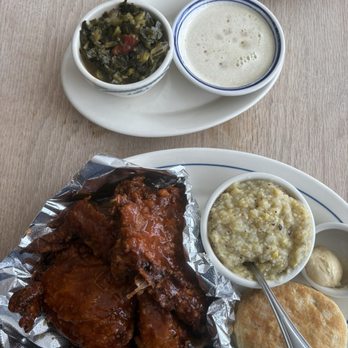 The Southerner - The half chicken meal with two sides. I got grits and collard greens. - Southern Near Me - Saugatuck, Michigan