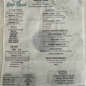 Cafe Mone - Lunch/Dinner menu - Cafes Near Me - Weeki Wachee, Florida