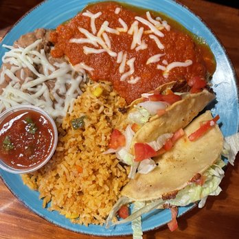 El Corral On 66 - Chile relleno served with 2 cheese tacos - Mexican Near Me - Williams, Arizona El Corral On 66 - Chile relleno served with 2 cheese tacos - Mexican Near Me - Williams, Arizona