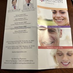 Dermatology Specialists - Practice pamphlet-- more on website