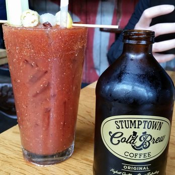 Pine State Biscuits - Bloody Mary and Stumptown Cold Brew. Do yourself a favor and order the Bloody! - Breakfast & Brunch Near Me - Portland, Oregon