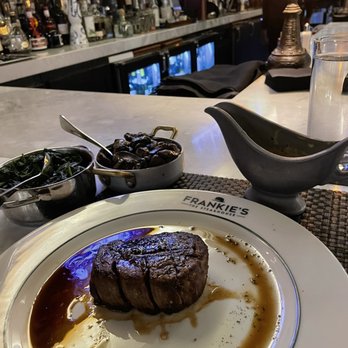 Frankie's The Steakhouse - 8 oz fillet, sautéed mushrooms, sautéed spinach, and béarnaise sauce. - Steakhouses Near Me - Duluth, Georgia Frankie's The Steakhouse - 8 oz fillet, sautéed mushrooms, sautéed spinach, and béarnaise sauce. - Steakhouses Near Me - Duluth, Georgia