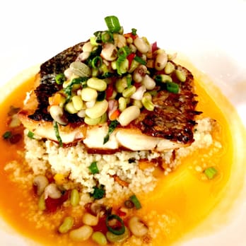 Walker's Drive-In - Stripped bass on bed if couscous and shantrelle mushrooms - New American Near Me - Jackson, Mississippi Walker's Drive-In - Stripped bass on bed if couscous and shantrelle mushrooms - New American Near Me - Jackson, Mississippi
