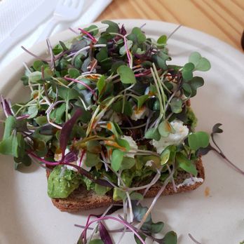 Queenstage Coffee House - Avocado toast under all the microgreens - Coffee & Tea Near Me - Encinitas, California