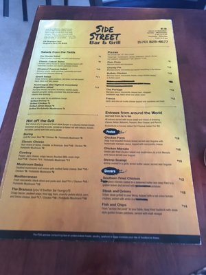 Menu photo 3 SideStreet Bar & Grill Dingmans Ferry, PA