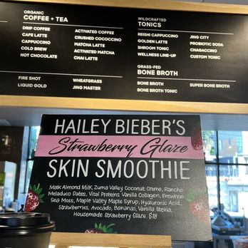 Erewhon - Ingredients of the Hailey Bieber's Strawberry Glaze Skin Smoothie - Juice Bars & Smoothies Near Me - Los Angeles, California Erewhon - Ingredients of the Hailey Bieber's Strawberry Glaze Skin Smoothie - Juice Bars & Smoothies Near Me - Los Angeles, California
