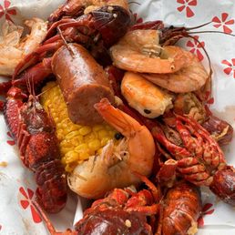 Crawfish, Shrimp, Sausage, Potatoes, Corn Crawfish, Shrimp, Sausage, Potatoes, Corn