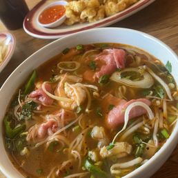 Large Pho with beef tendon, shrimp and rare steak. Calamari for appetizer. Best Pho in town! Large Pho with beef tendon, shrimp and rare steak. Calamari for appetizer. Best Pho in town!