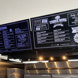 Three Boys Coffee - Not anywhere near and oversized menus - but it's a good one!