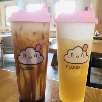 Five Spice Kitchen - Left: brown sugar oolong tea milk  Right: jasmine tea cloud cream - Chinese Near Me - Roselle, Illinois
