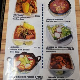 a menu for a mexican restaurant