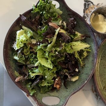 Buckley Downtown Table & Vine - Linch Salad - Candied Pecans, Apples, Cheese and Green Goddess (Avocado) Salad Dressing off the Lunch Menu...available on Sundays too - Wine Bars Near Me - Ellijay, Georgia