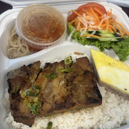 Grilled pork combo rice entree Grilled pork combo rice entree