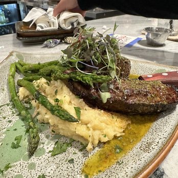 The Lab Collaborative - Cold smoked Chimichurri steak with mash potatoes was so perfectly seasoned. It was perfect for sharing for two - New American Near Me - Oceanside, California The Lab Collaborative - Cold smoked Chimichurri steak with mash potatoes was so perfectly seasoned. It was perfect for sharing for two - New American Near Me - Oceanside, California