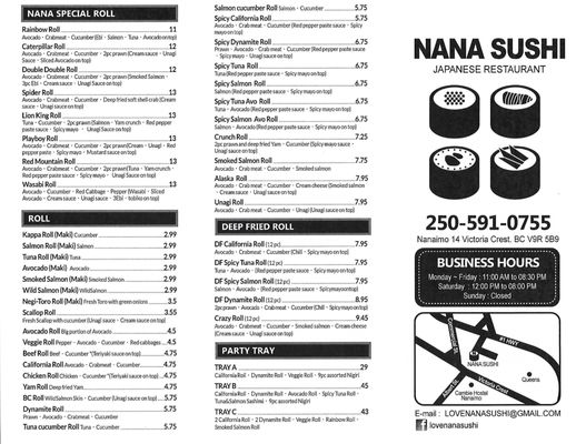 Menu photo 2 Nana Sushi Nanaimo, BC Menu photo 2 Nana Sushi Nanaimo, BC