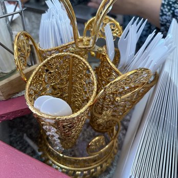 Damask Rose Coffee - Gold utensil holder - Coffee & Tea Near Me - Oakland, California