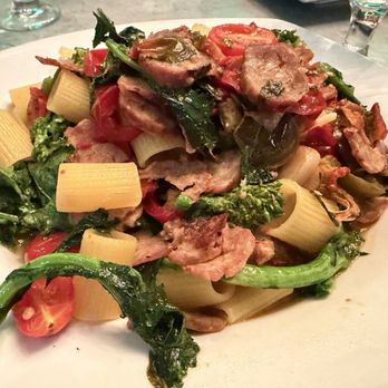 Bistro 1051 - Rigatoni Con Sausage -  Sweet Italian Sausage, Hot Cherry Peppers, Sun-dried and Cherry Tomato & Broccoli Rabe, topped with Pecorino Romano - Italian Near Me - Clark, New Jersey