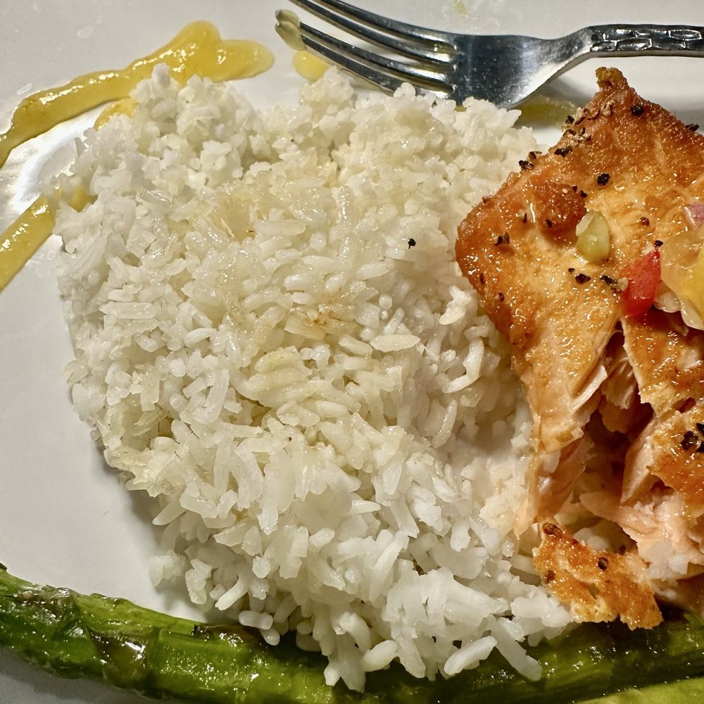 Salmon and the most literal white rice Salmon and the most literal white rice